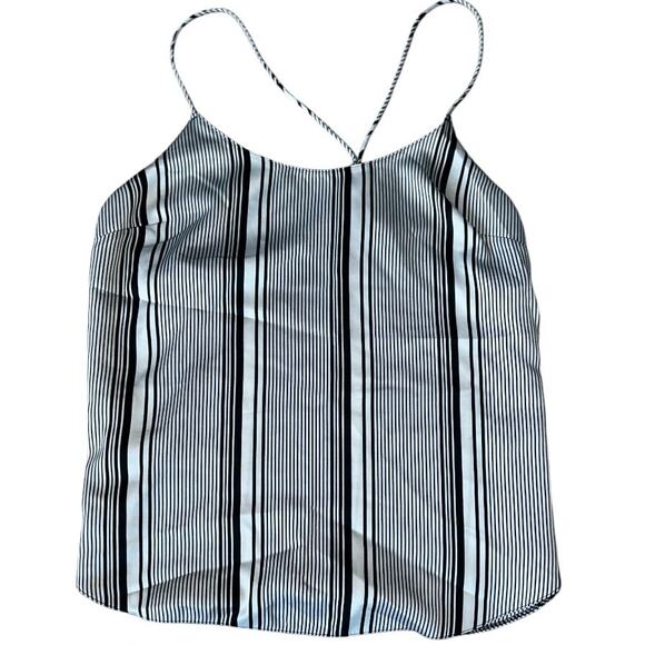 NWOT Victoria Secret Camisole Tank Top Sleepwear Stripe Black White Satin Medium - Picture 1 of 6